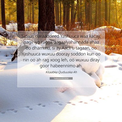 Picture 07 - Yashuuca 8:3 SOM - Sidaas daraaddeed Yashuuca waa kacay, isagii iyo - Bible Verse Picture