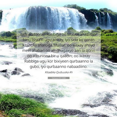 Picture 07 - Yashuuca 8:31 SOM - sidii addoonkii Rabbiga oo Muuse ahaa reer binu - Bible Verse Picture