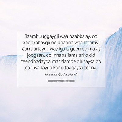 Picture 07 - Yeremyaah 10:20 SOM - Taambuuggaygii waa baabba'ay, oo xadhkahaygii oo - Bible Verse Picture