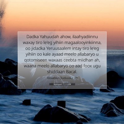 Picture 07 - Yeremyaah 11:13 SOM - Dadka Yahuudah ahow, ilaahyadiinnu waxay tiro - Bible Verse Picture