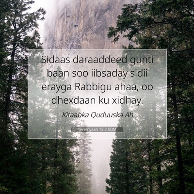 Picture 07 - Yeremyaah 13:2 SOM - Sidaas daraaddeed gunti baan soo iibsaday sidii - Bible Verse Picture