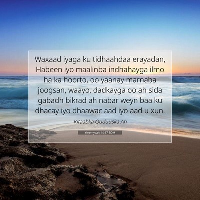 Picture 07 - Yeremyaah 14:17 SOM - Waxaad iyaga ku tidhaahdaa erayadan, Habeen iyo - Bible Verse Picture