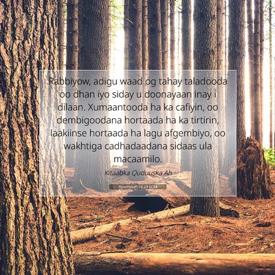 Picture 07 - Yeremyaah 18:23 SOM - Rabbiyow, adigu waad og tahay taladooda oo dhan - Bible Verse Picture