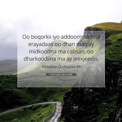 Picture 07 - Yeremyaah 36:24 SOM - Oo boqorkii iyo addoommadiisii erayadaas oo dhan - Bible Verse Picture