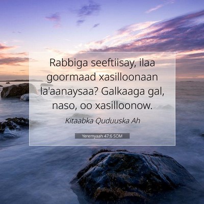 Picture 07 - Yeremyaah 47:6 SOM - Rabbiga seeftiisay, ilaa goormaad xasilloonaan - Bible Verse Picture