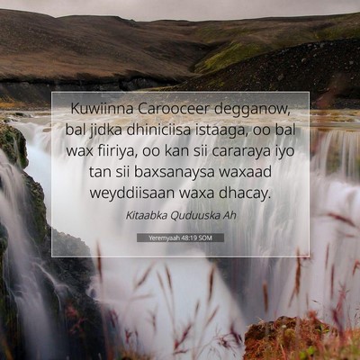 Picture 07 - Yeremyaah 48:19 SOM - Kuwiinna Carooceer degganow, bal jidka dhiniciisa - Bible Verse Picture