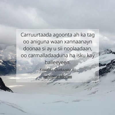 Picture 07 - Yeremyaah 49:11 SOM - Carruurtaada agoonta ah ka tag oo aniguna waan - Bible Verse Picture