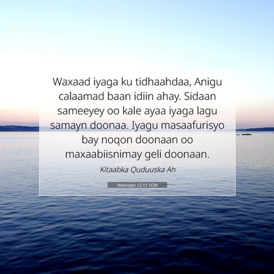 Picture 07 - Yexesqeel 12:11 SOM - Waxaad iyaga ku tidhaahdaa, Anigu calaamad baan - Bible Verse Picture