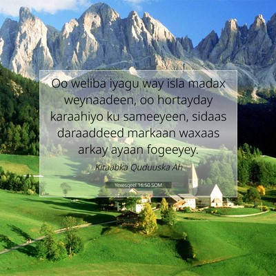 Picture 07 - Yexesqeel 16:50 SOM - Oo weliba iyagu way isla madax weynaadeen, oo - Bible Verse Picture