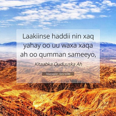Picture 07 - Yexesqeel 18:5 SOM - Laakiinse haddii nin xaq yahay oo uu waxa xaqa ah - Bible Verse Picture