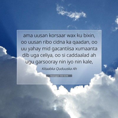 Picture 07 - Yexesqeel 18:8 SOM - ama uusan korsaar wax ku bixin, oo uusan ribo - Bible Verse Picture