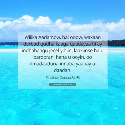 Picture 07 - Yexesqeel 24:16 SOM - Wiilka Aadamow, bal ogow, waxaan darbad qudha - Bible Verse Picture