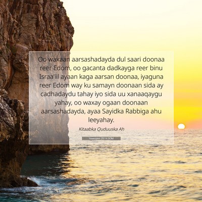 Picture 07 - Yexesqeel 25:14 SOM - Oo waxaan aarsashadayda dul saari doonaa reer - Bible Verse Picture
