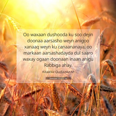 Picture 07 - Yexesqeel 25:17 SOM - Oo waxaan dushooda ku soo dejin doonaa aarsasho - Bible Verse Picture