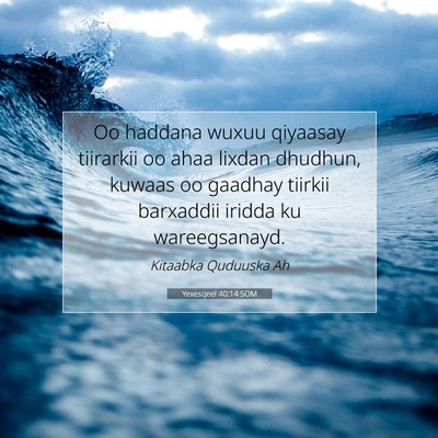 Picture 07 - Yexesqeel 40:14 SOM - Oo haddana wuxuu qiyaasay tiirarkii oo ahaa - Bible Verse Picture