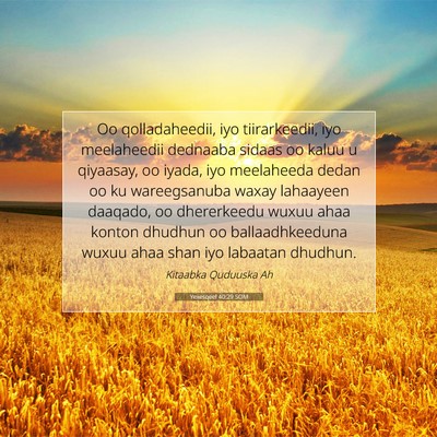 Picture 07 - Yexesqeel 40:29 SOM - Oo qolladaheedii, iyo tiirarkeedii, iyo - Bible Verse Picture