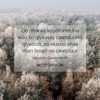 Picture 07 - Yexesqeel 42:18 SOM - Oo dhankii koonfureedna wuu ku qiyaasay - Bible Verse Picture