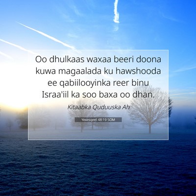 Picture 07 - Yexesqeel 48:19 SOM - Oo dhulkaas waxaa beeri doona kuwa magaalada ku - Bible Verse Picture