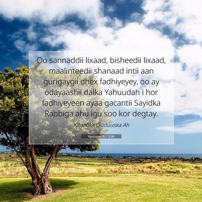 Picture 07 - Yexesqeel 8:1 SOM - Oo sannaddii lixaad, bisheedii lixaad, - Bible Verse Picture