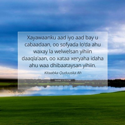 Picture 07 - Yoo'eel 1:18 SOM - Xayawaanku aad iyo aad bay u cabaadaan, oo - Bible Verse Picture