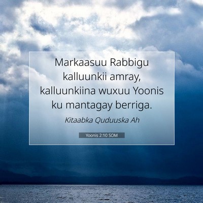Picture 07 - Yoonis 2:10 SOM - Markaasuu Rabbigu kalluunkii amray, kalluunkiina - Bible Verse Picture