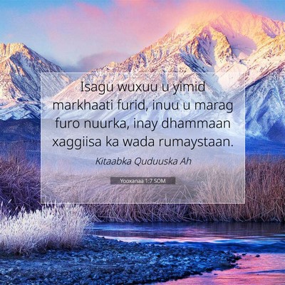 Picture 07 - Yooxanaa 1:7 SOM - Isagu wuxuu u yimid markhaati furid, inuu u marag - Bible Verse Picture