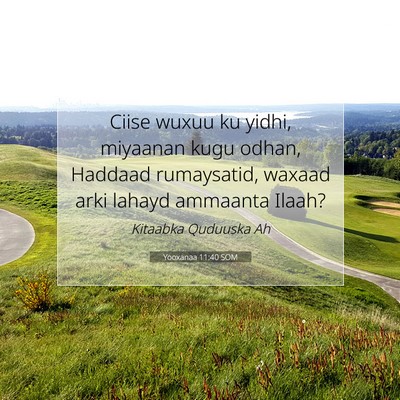 Picture 07 - Yooxanaa 11:40 SOM - Ciise wuxuu ku yidhi, miyaanan kugu odhan, - Bible Verse Picture