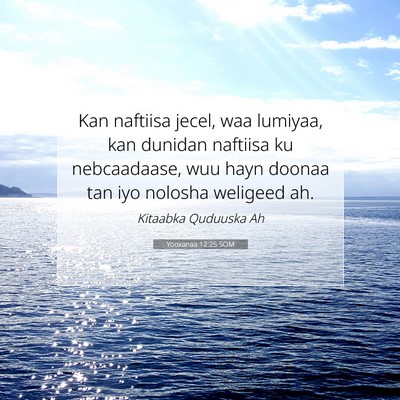 Picture 07 - Yooxanaa 12:25 SOM - Kan naftiisa jecel, waa lumiyaa, kan dunidan - Bible Verse Picture