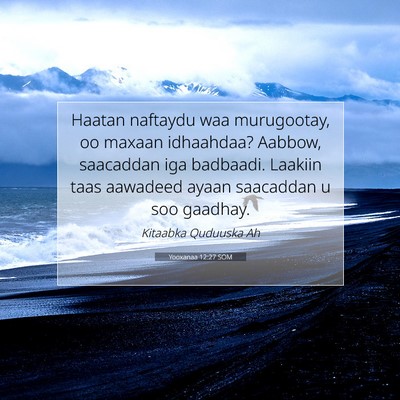 Picture 07 - Yooxanaa 12:27 SOM - Haatan naftaydu waa murugootay, oo maxaan - Bible Verse Picture