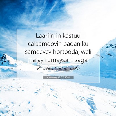 Picture 07 - Yooxanaa 12:37 SOM - Laakiin in kastuu calaamooyin badan ku sameeyey - Bible Verse Picture