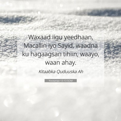 Picture 07 - Yooxanaa 13:13 SOM - Waxaad iigu yeedhaan, Macallin iyo Sayid, waadna - Bible Verse Picture