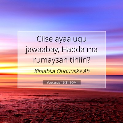 Picture 07 - Yooxanaa 16:31 SOM - Ciise ayaa ugu jawaabay, Hadda ma rumaysan - Bible Verse Picture