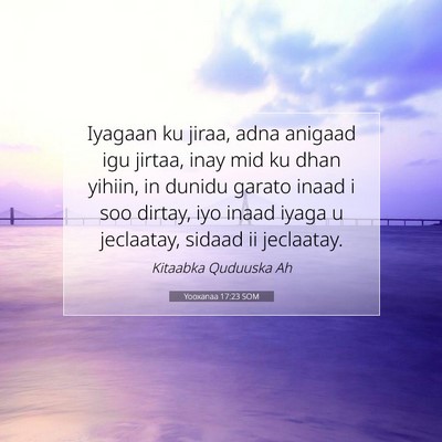Picture 07 - Yooxanaa 17:23 SOM - Iyagaan ku jiraa, adna anigaad igu jirtaa, inay - Bible Verse Picture