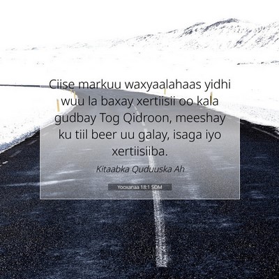 Picture 07 - Yooxanaa 18:1 SOM - Ciise markuu waxyaalahaas yidhi wuu la baxay - Bible Verse Picture