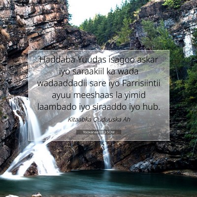 Picture 07 - Yooxanaa 18:3 SOM - Haddaba Yuudas isagoo askar iyo saraakiil ka wada - Bible Verse Picture