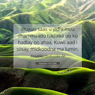 Picture 07 - Yooxanaa 18:9 SOM - Wuxuu saas u yidhi inuu dhammaado hadalkii uu ku - Bible Verse Picture
