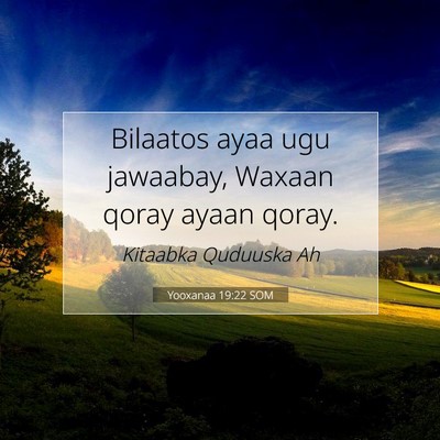 Picture 07 - Yooxanaa 19:22 SOM - Bilaatos ayaa ugu jawaabay, Waxaan qoray ayaan - Bible Verse Picture