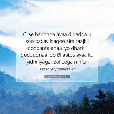 Picture 07 - Yooxanaa 19:5 SOM - Ciise haddaba ayaa dibadda u soo baxay isagoo - Bible Verse Picture