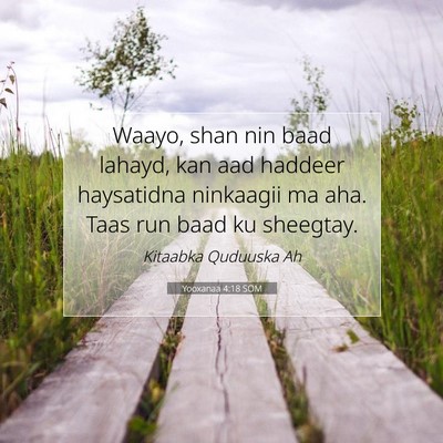 Picture 07 - Yooxanaa 4:18 SOM - Waayo, shan nin baad lahayd, kan aad haddeer - Bible Verse Picture