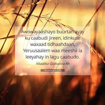 Picture 07 - Yooxanaa 4:20 SOM - Awowayaashayo buurtan ayay ku caabudi jireen, - Bible Verse Picture