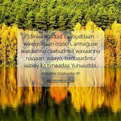 Picture 07 - Yooxanaa 4:22 SOM - Idinku waxaad caabuddaan waxaydnaan oqoon, - Bible Verse Picture