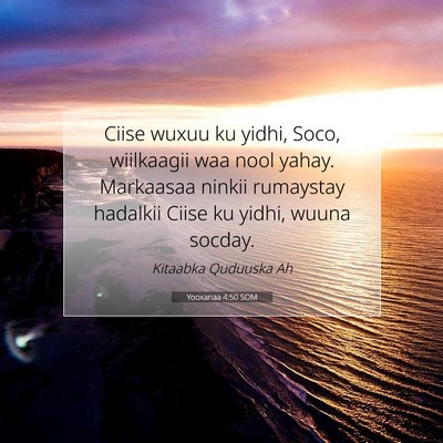 Picture 07 - Yooxanaa 4:50 SOM - Ciise wuxuu ku yidhi, Soco, wiilkaagii waa nool - Bible Verse Picture
