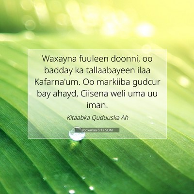 Picture 07 - Yooxanaa 6:17 SOM - Waxayna fuuleen doonni, oo badday ka tallaabayeen - Bible Verse Picture