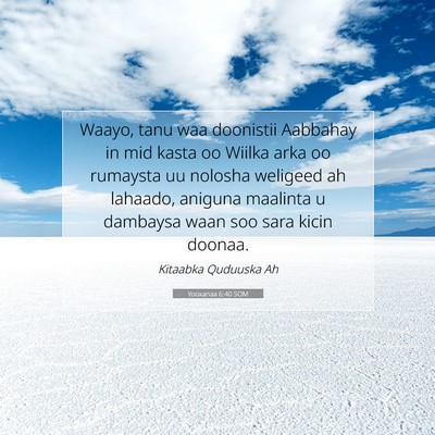 Picture 07 - Yooxanaa 6:40 SOM - Waayo, tanu waa doonistii Aabbahay in mid kasta - Bible Verse Picture