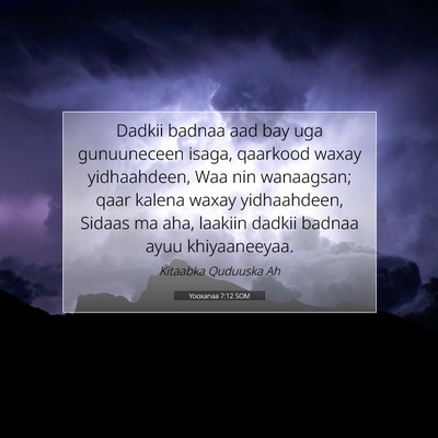 Picture 07 - Yooxanaa 7:12 SOM - Dadkii badnaa aad bay uga gunuuneceen isaga, - Bible Verse Picture