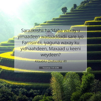 Picture 07 - Yooxanaa 7:45 SOM - Saraakiishii haddaba waxay u yimaadeen - Bible Verse Picture