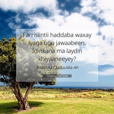 Picture 07 - Yooxanaa 7:47 SOM - Farrisiintii haddaba waxay iyaga ugu jawaabeen, - Bible Verse Picture