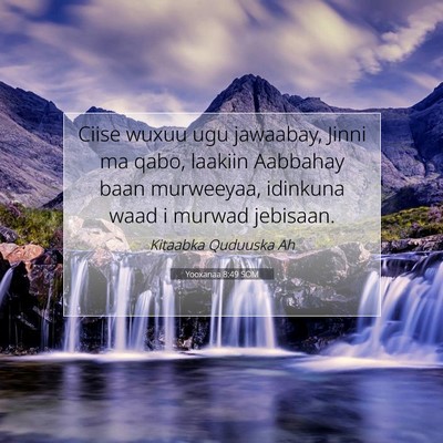 Picture 07 - Yooxanaa 8:49 SOM - Ciise wuxuu ugu jawaabay, Jinni ma qabo, laakiin - Bible Verse Picture