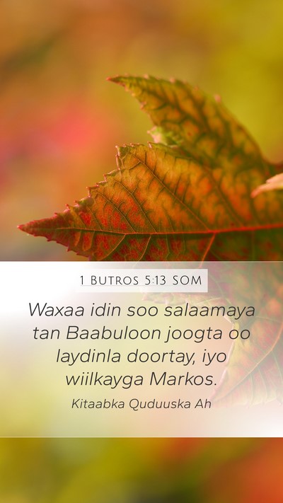 1 Butros 5:13 SOM Mobile Phone Wallpaper - Waxaa idin soo salaamaya tan Baabuloon joogta oo - Mobile Bible Verse Wallpaper
