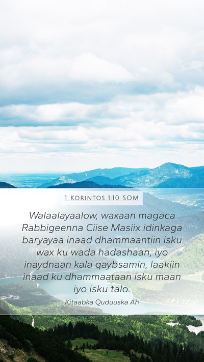 1 Korintos 1:10 SOM Bible Verse Image